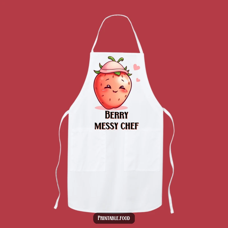 Funny Winking Strawberry Hat Apron - Cute Kitchen Chef Cooking Gift
