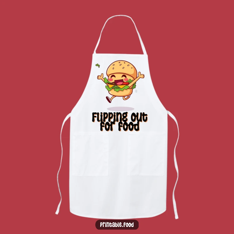Funny Burger Apron: Grinning Leaping Character, Practical Funny Gift for Chefs