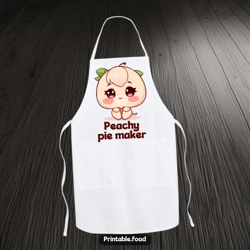 Funny Blushing Peach Apron: A kitchen apron showcasing a peach blushing vibrantly, with rosy cheeks, perfect for cooking with personality.