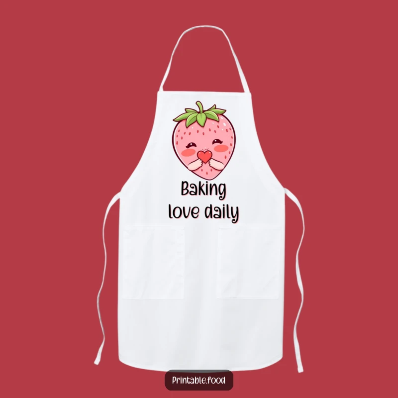 Funny Blushing Strawberry Heart Apron - Sweet Humorous Kitchen Gift