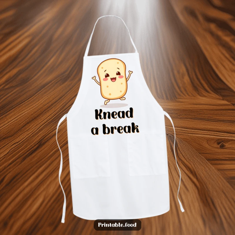 Funny apron: A bread roll character happily bounces, ready to add a cheerful touch to any culinary creation.