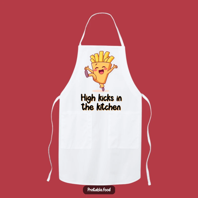 Funny High Kick French Fry Apron - Chef's Hilarious Kitchenwear & Foodie Gift