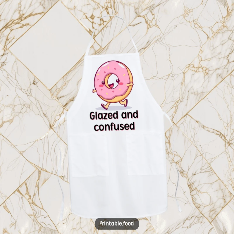 Funny Apron: Jelly donut character doing a silly walk, a humorous and practical accessory for the baker or dessert maker.