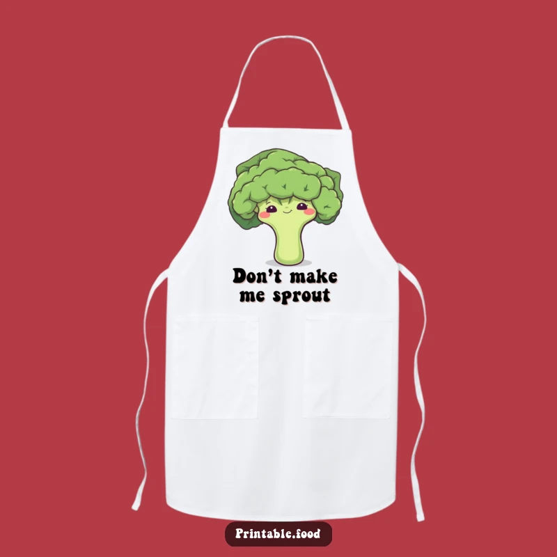 Funny Shy Broccoli Apron: Cute Veggie Character Kitchenwear, Humorous Chef Gift