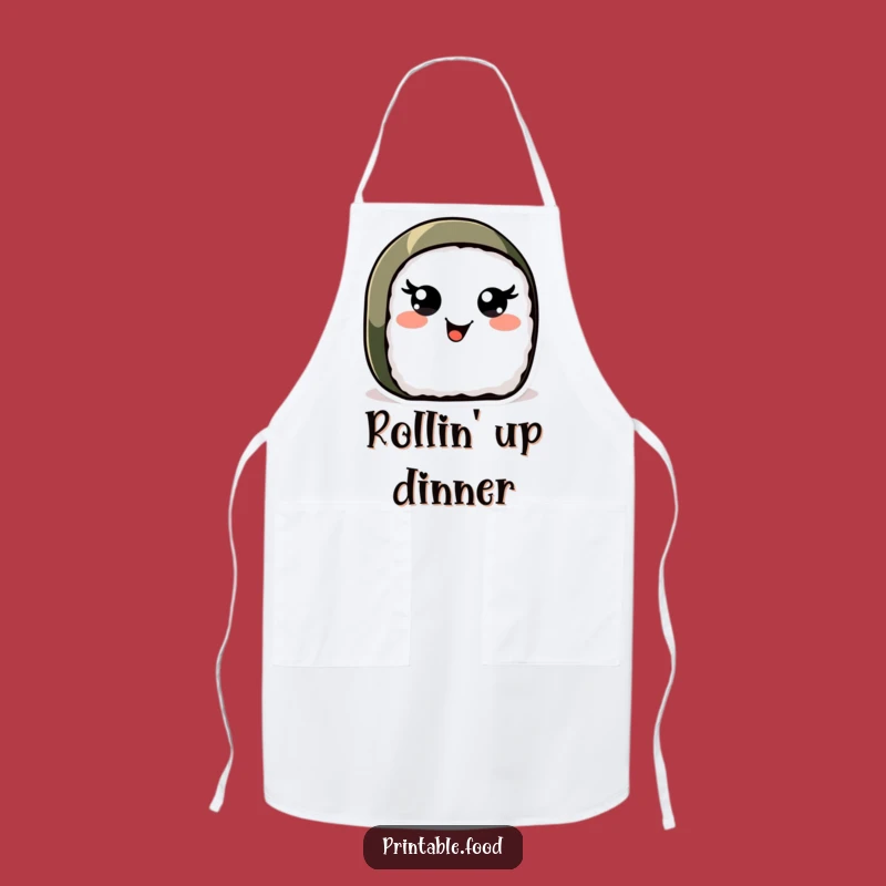 Funny Sushi Roll Apron: Cook with a Joyful Character and Wiggling Eyes