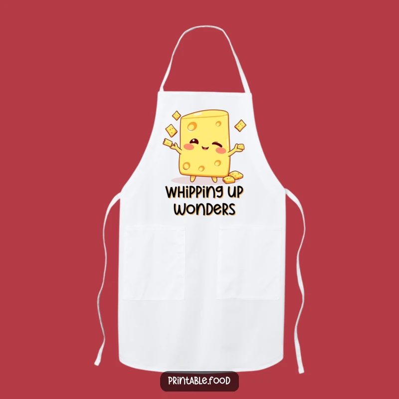 Funny Winking Cheese Wedge Apron - Juggling Chef Humor Gear, Ideal Gift