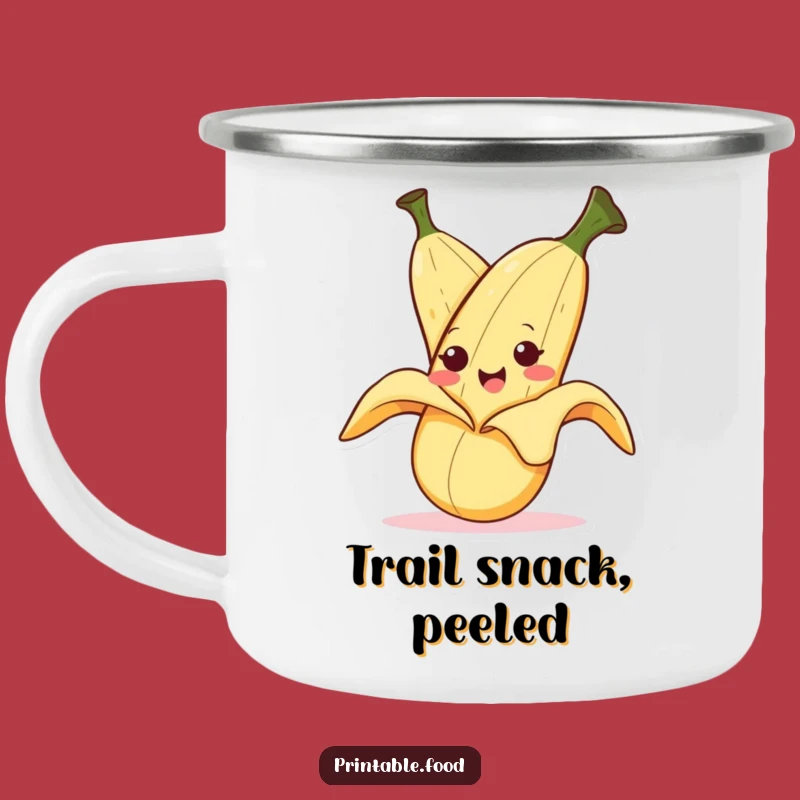 Enjoy your campfire coffee with a chuckle from this funny camping mug, featuring a banana character with a mischievous peel.