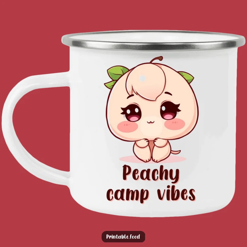Funny Blushing Peach Camping Mug: Sweet Sips with Humorous Appeal