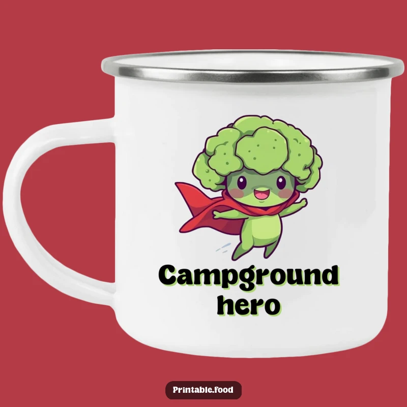 Funny Broccoli Superhero Camping Mug - Durable & Hilarious Outdoor Gear