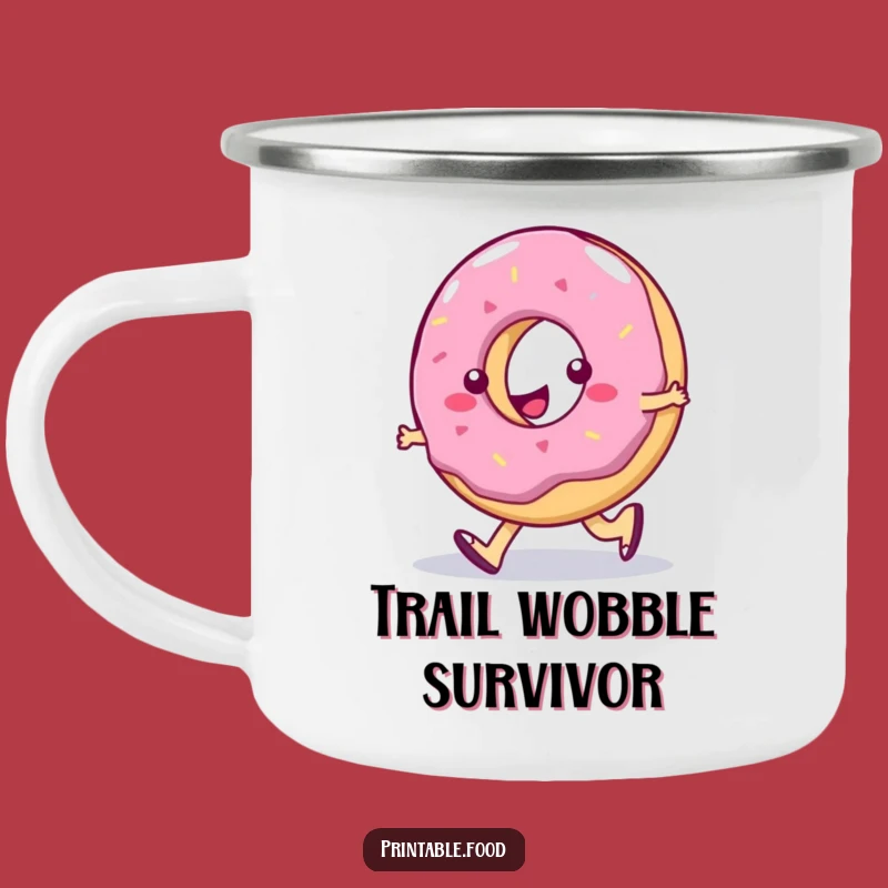 Funny Enamel Camping Mug: Jelly Donut's Trail Wobble, Hilarious Outdoor Funny Gift