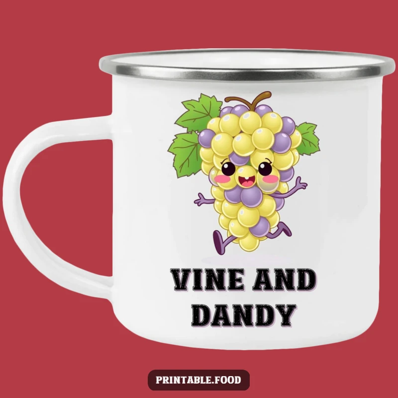 Funny Grape Bunch Running Camping Mug: Adventure-Ready with a Comical Fruit Character