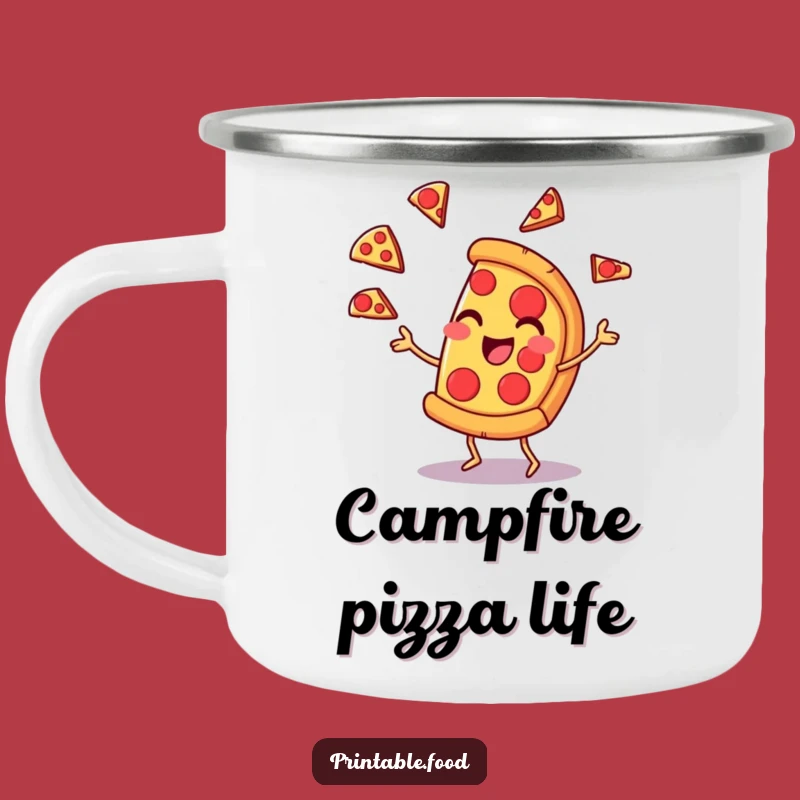 Funny Pizza Juggling Camping Mug: Adventure Fuel for Foodies