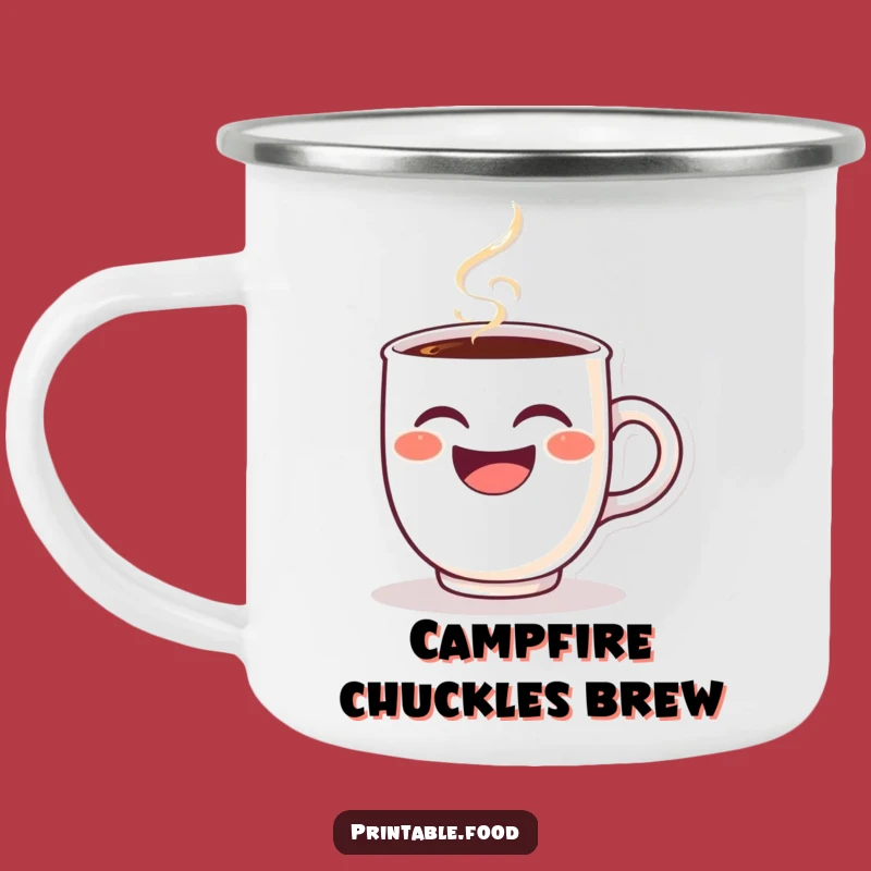Funny Winking Coffee Cup Camping Mug - Steaming Laughing Outdoor