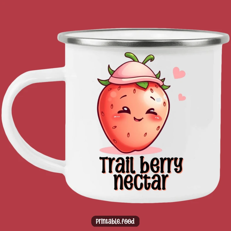 Funny Winking Strawberry Hat Camping Mug - Outdoor Adventure Coffee Cup