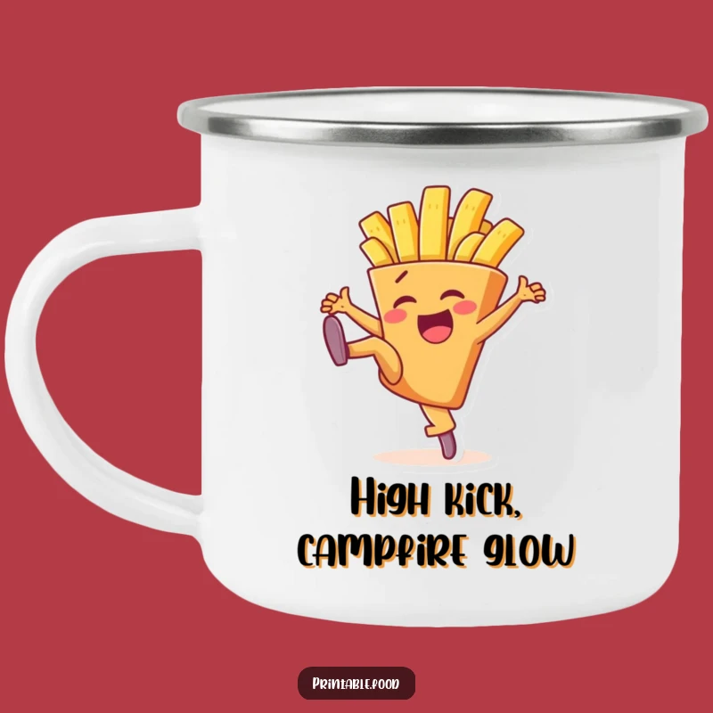 Funny High Kick French Fry Camping Mug - Durable & Hilarious Outdoor Companion Gift