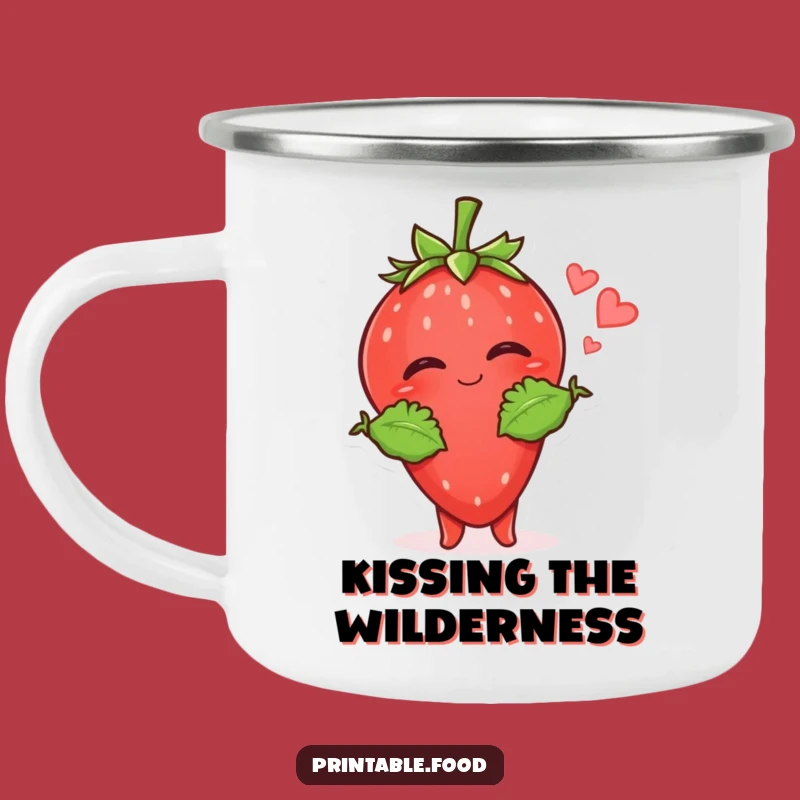 Funny Strawberry Kiss Camping Mug: Sweet Kisses for Outdoor Adventures