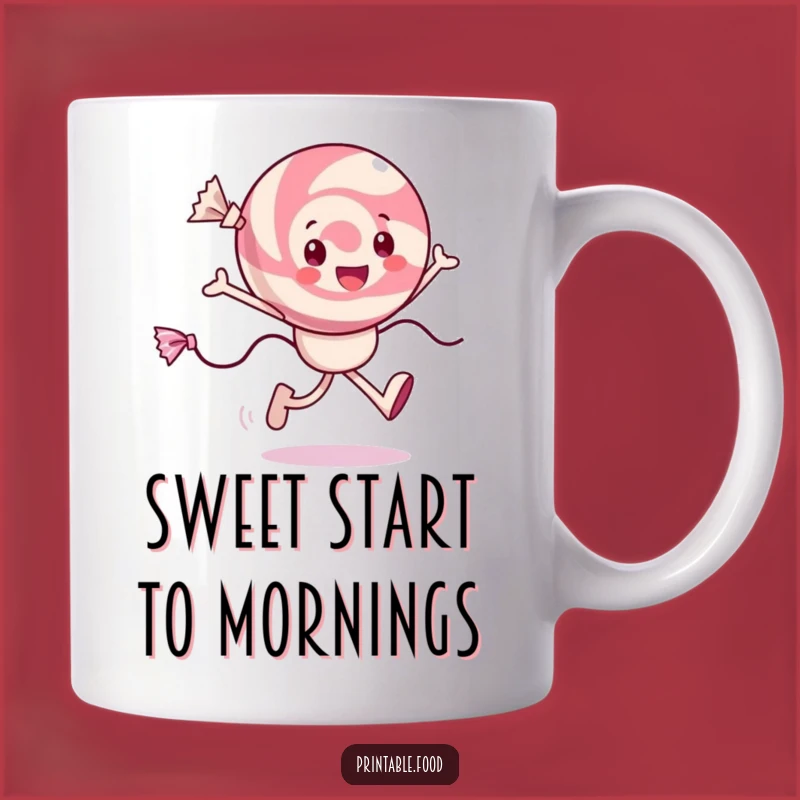 Funny Candy Mug: Cheerful Skipping Character, Perfect Funny Gift for Sweet Moments