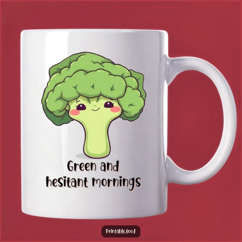 Funny Shy Broccoli Mug: Adorable Veggie Character, Perfect Humorous Gift for Gardeners