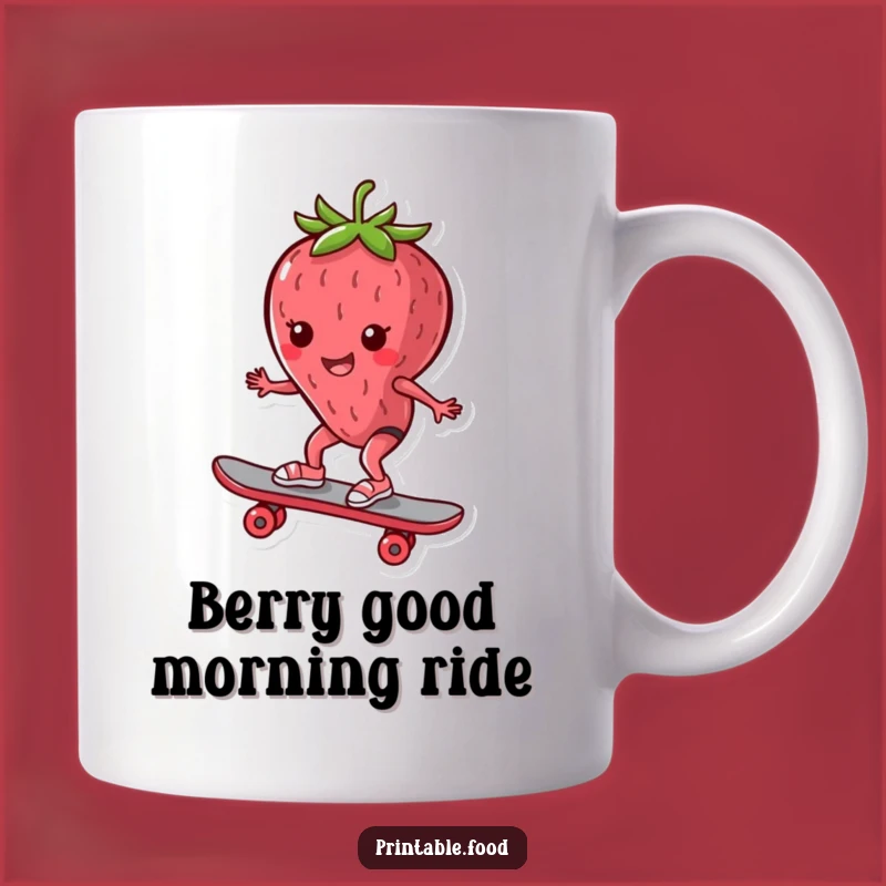 Funny Skater Strawberry Mug: Fruity Fun Rider, Perfect Funny Gift for Board Enthusiasts