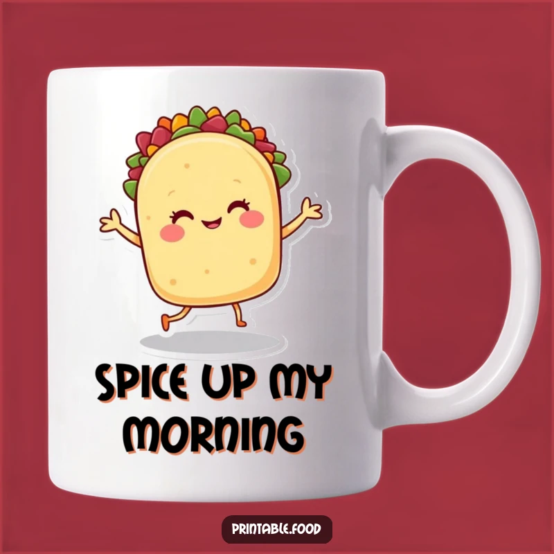 Funny Taco Dance Mug - Smiling Character Fiesta Gift