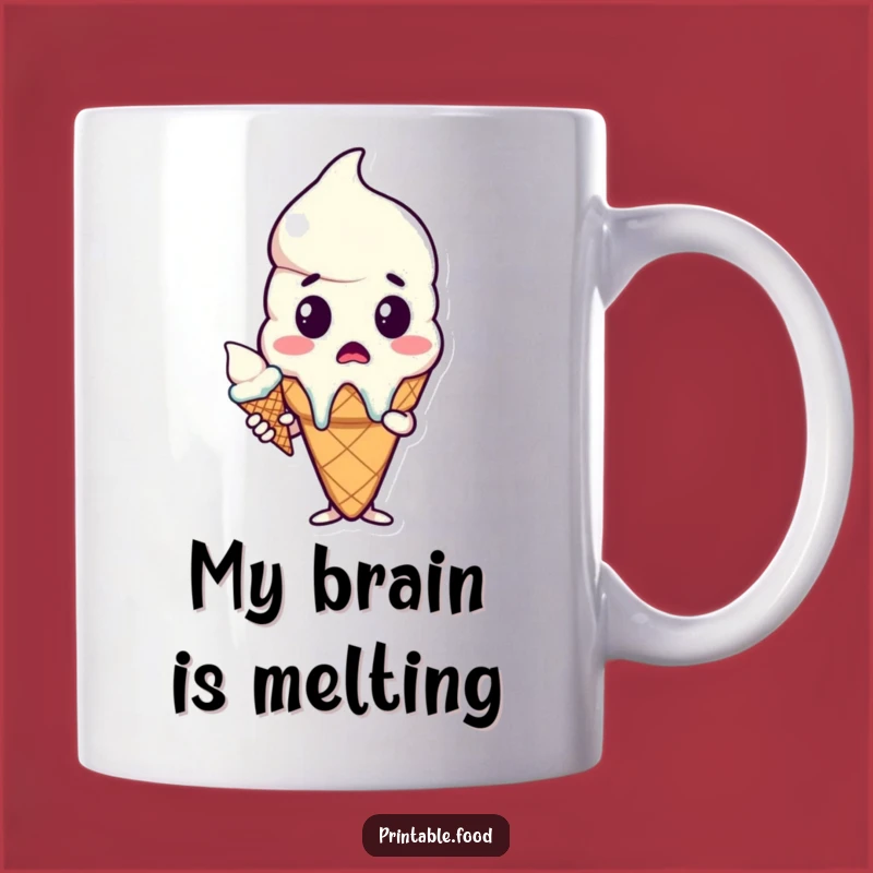 Funny Surprised Melting Ice Cream Cone Mug - Hilarious Cartoon Character Gift