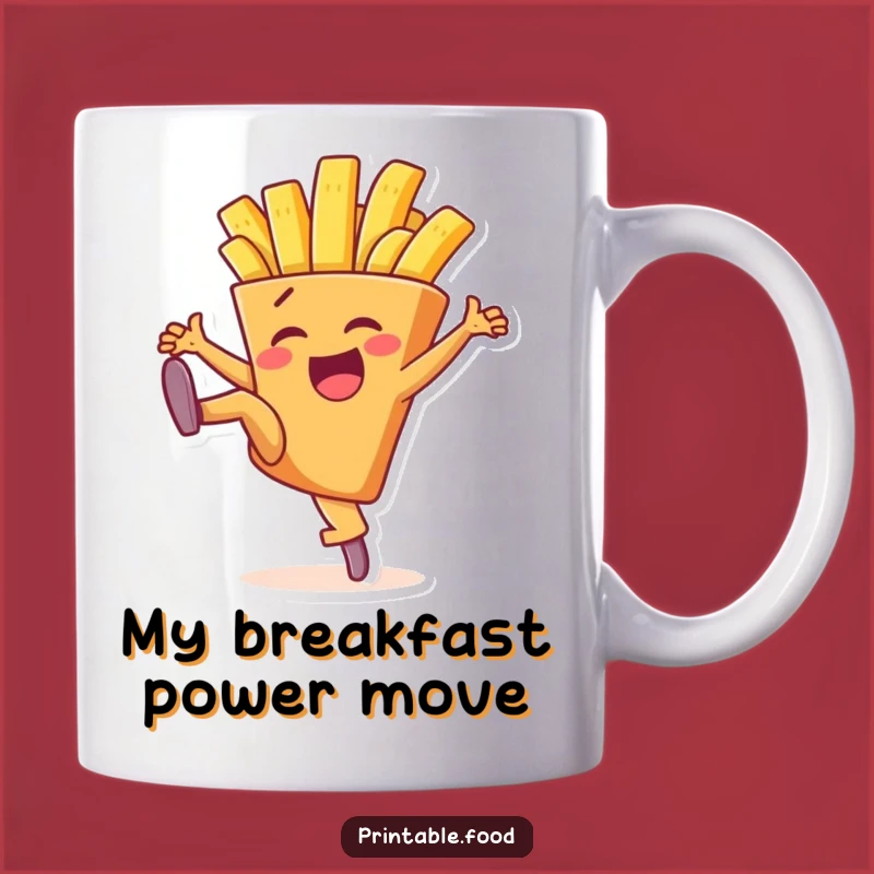 Funny High Kick French Fry Mug - Hilarious Fast Food Character Art Gift
