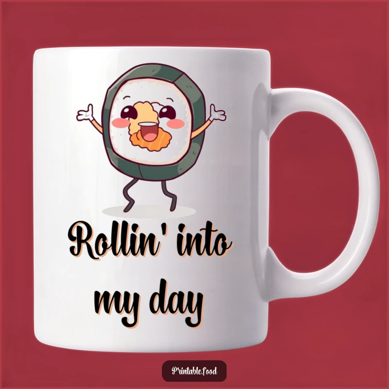 Funny Sushi Roll Jig Mug: Dance with Delight in Every Sip, Perfect Funny Gift!