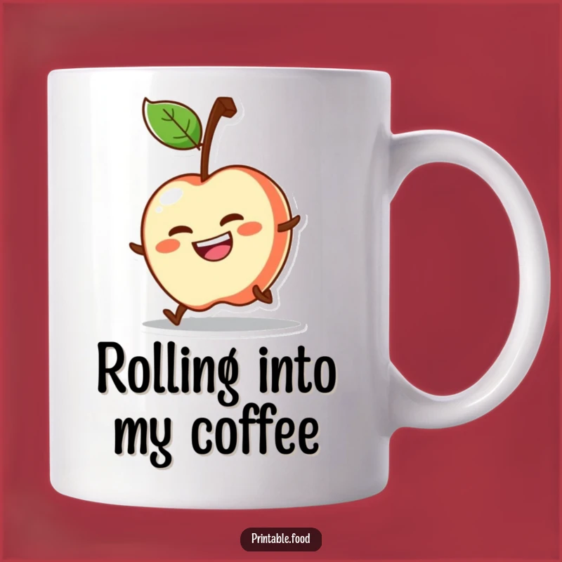 Funny Determined Apple Mug: Energetic Fruit Character, Perfect Humorous Gift Idea