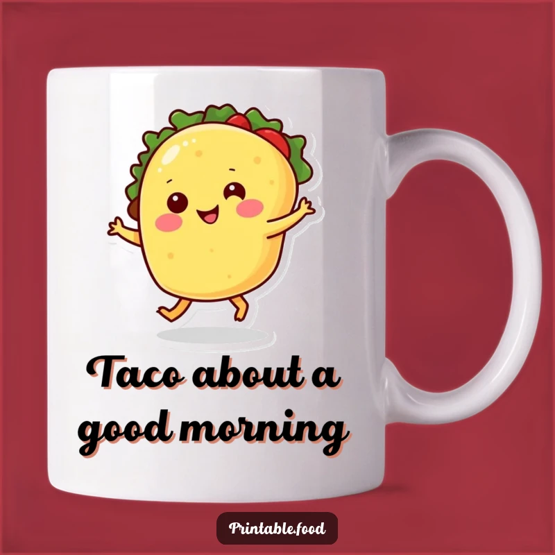 Funny Smiling Taco Mug: Dancing Food Character, Perfect Humorous Gift Idea