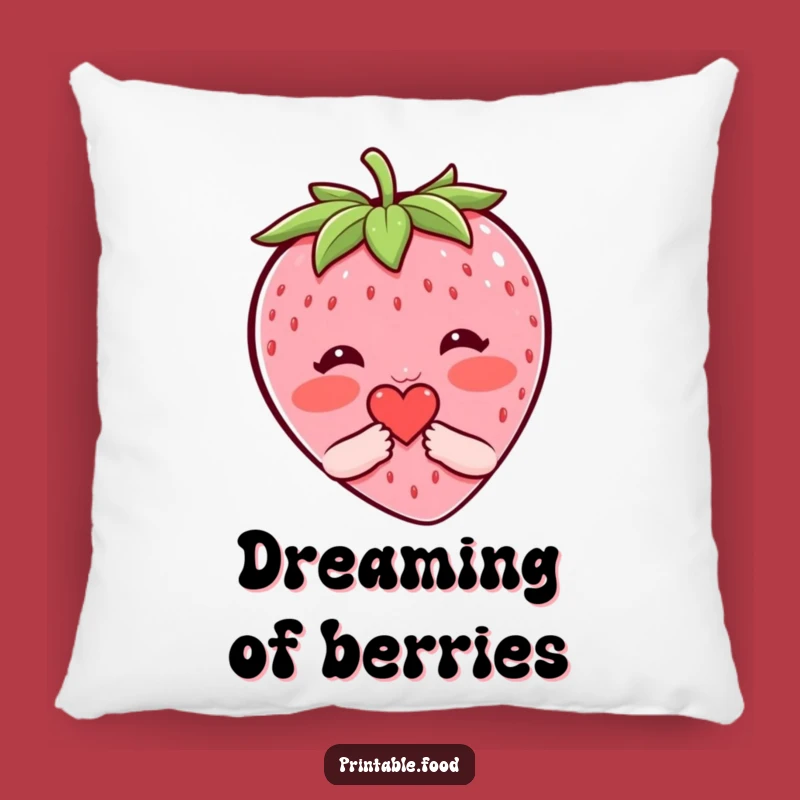 Funny Blushing Strawberry Heart Pillow - Cute Comfy & Humorous Decor