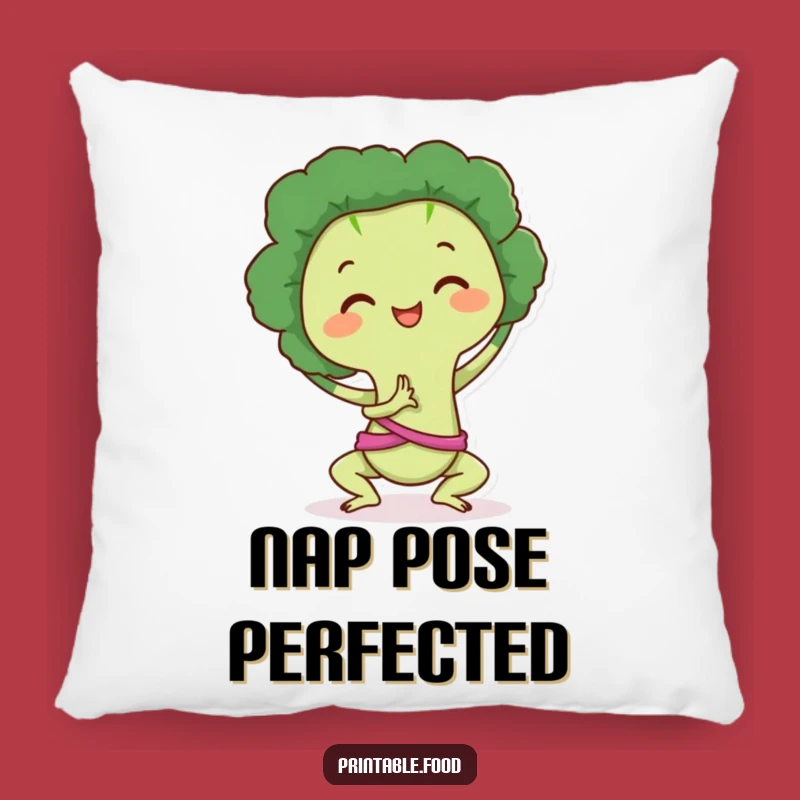 Funny Accent Pillow: Broccoli's Yoga Bliss, Comfy Funny Gift for Mindful Homes