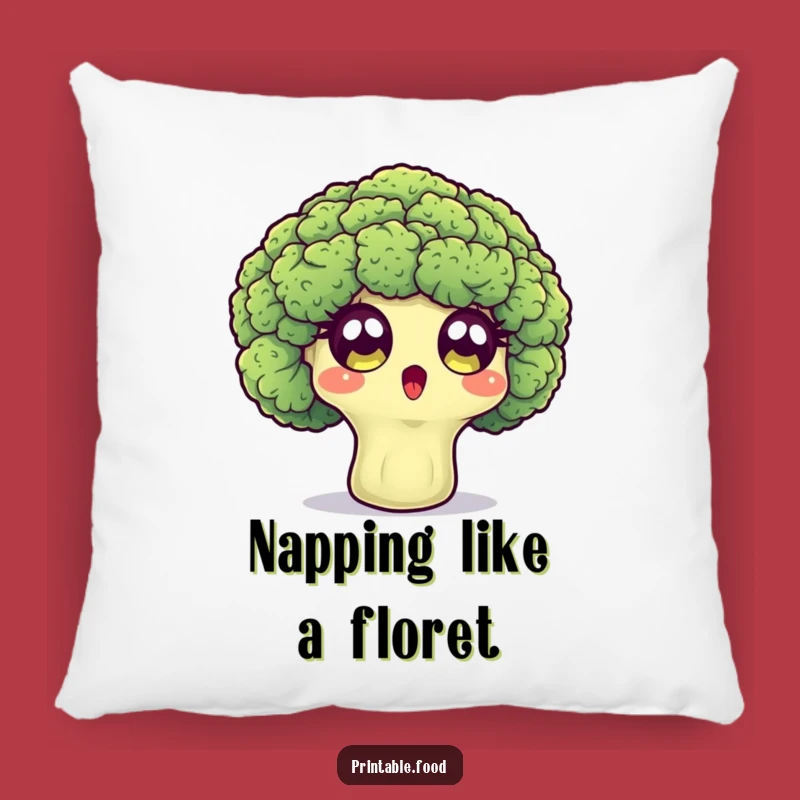 Funny Broccoli Pillow: Surprised Floret Stays Wide-Eyed, Comfy Humorous Accent Gift