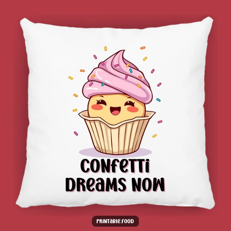 Funny Cupcake Pillow: Cheerful Confetti Shower, Perfect Cozy Decor Gift