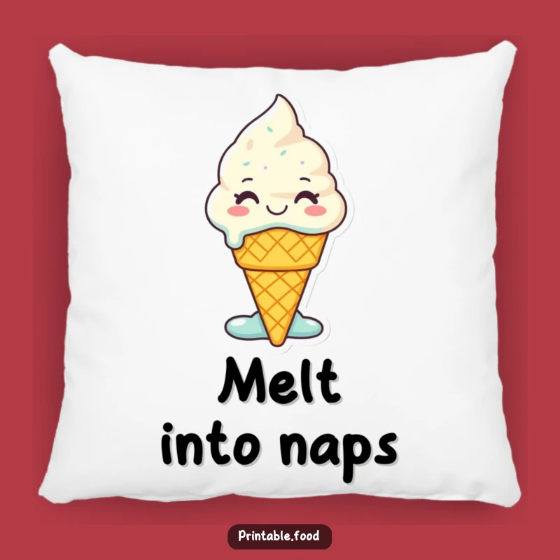 Cuddle up with pure delight! This pillow features a melting ice cream cone character radiating glee, bringing comfort and sweet vibes to your home.