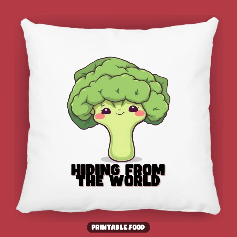 Funny Shy Broccoli Pillow: Cute Veggie Character Cushion, Humorous Home Decor Gift