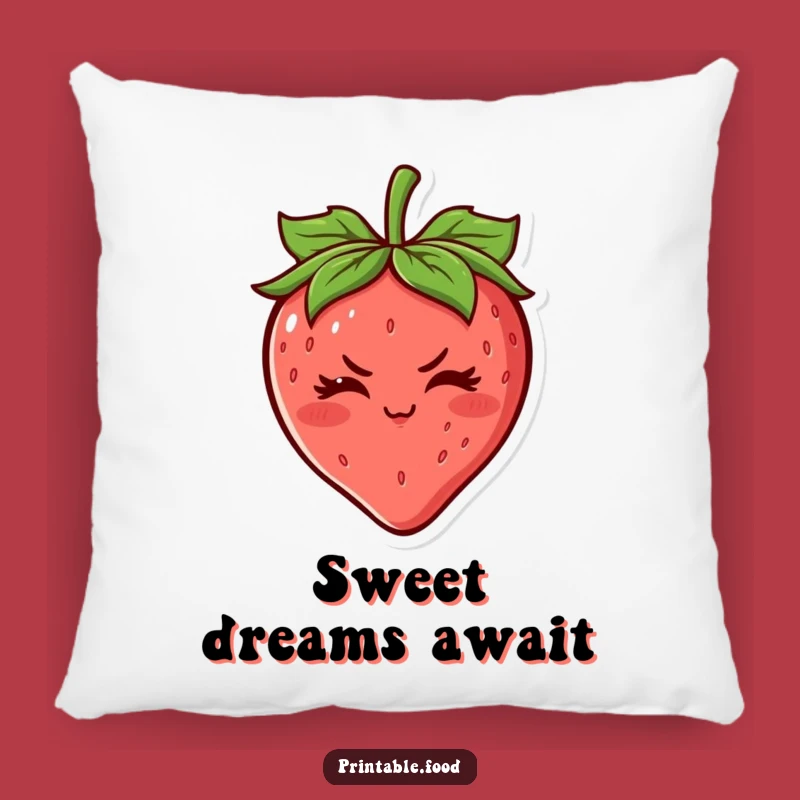 Funny Strawberry Wink Pillow: Cozy Fruit Comfort - Soft and Hilarious Decor