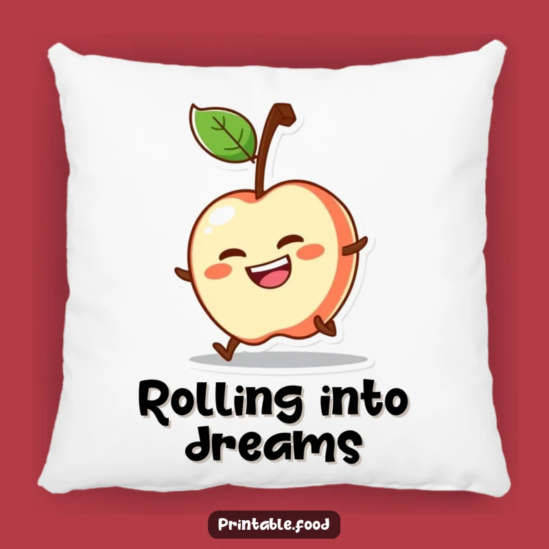 Funny Determined Apple Pillow: Cozy Fruit Character Cushion, Humorous Gift