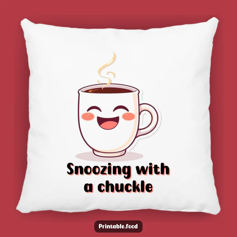 Funny Winking Coffee Cup Pillow - Steaming Laughing Character Comfort