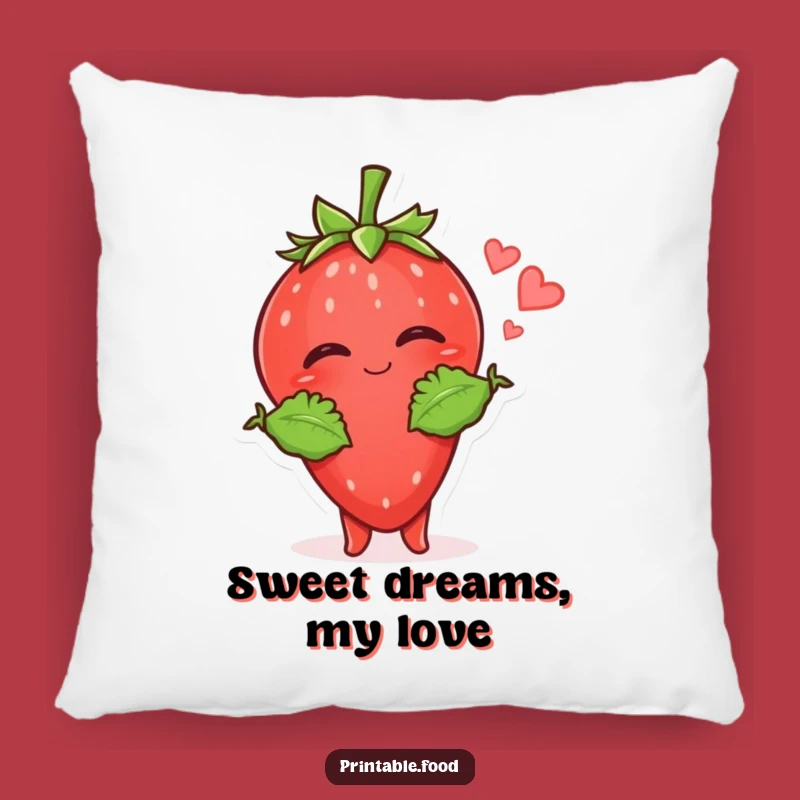 Funny Strawberry Kiss Pillow: Cozy Giggle with Leafy Arms