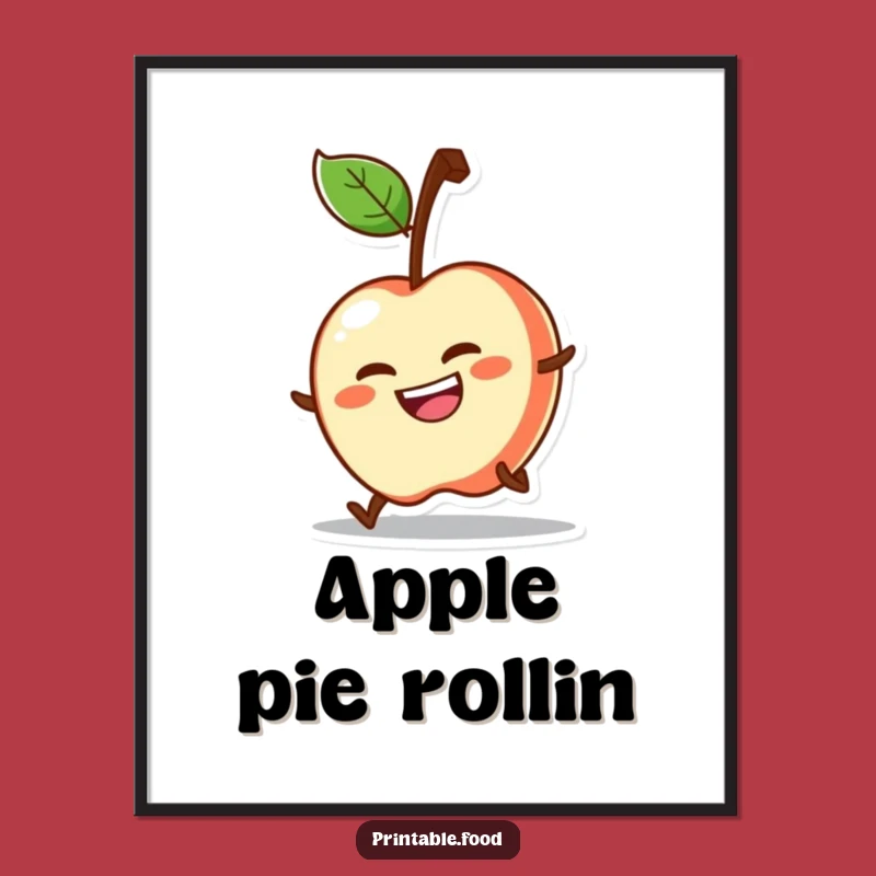 Funny Determined Apple Digital Art: Instant Fruit Download, Humorous Gift