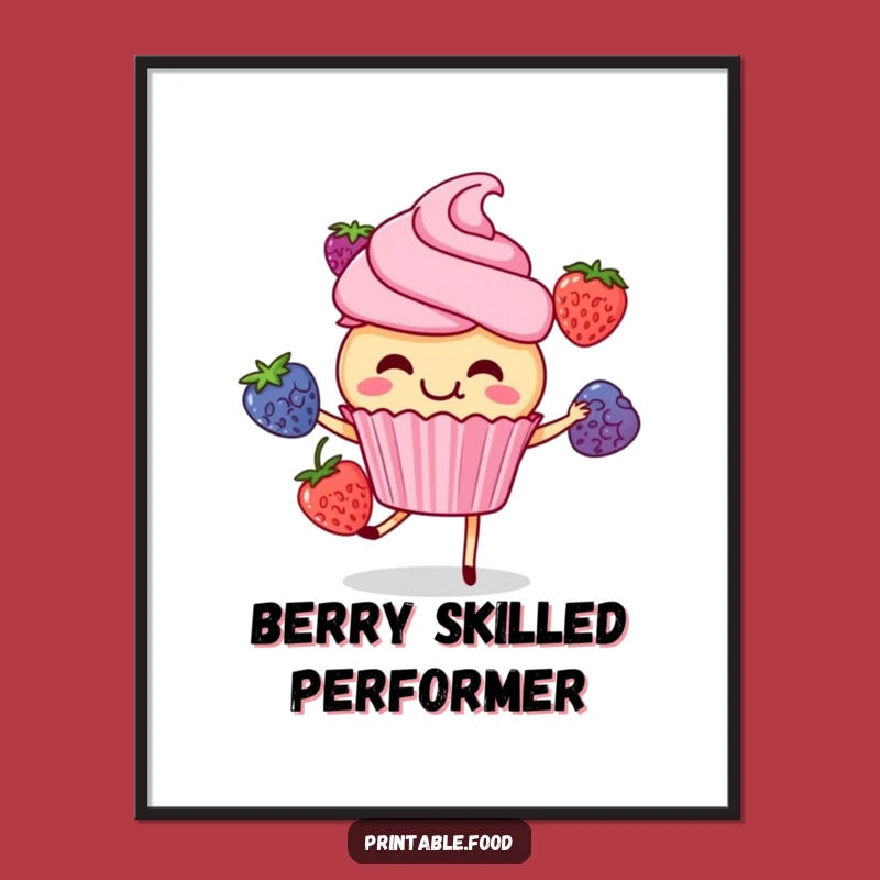 Funny Giggling Cupcake Digital Art: Instant Sweet Decor - Gift