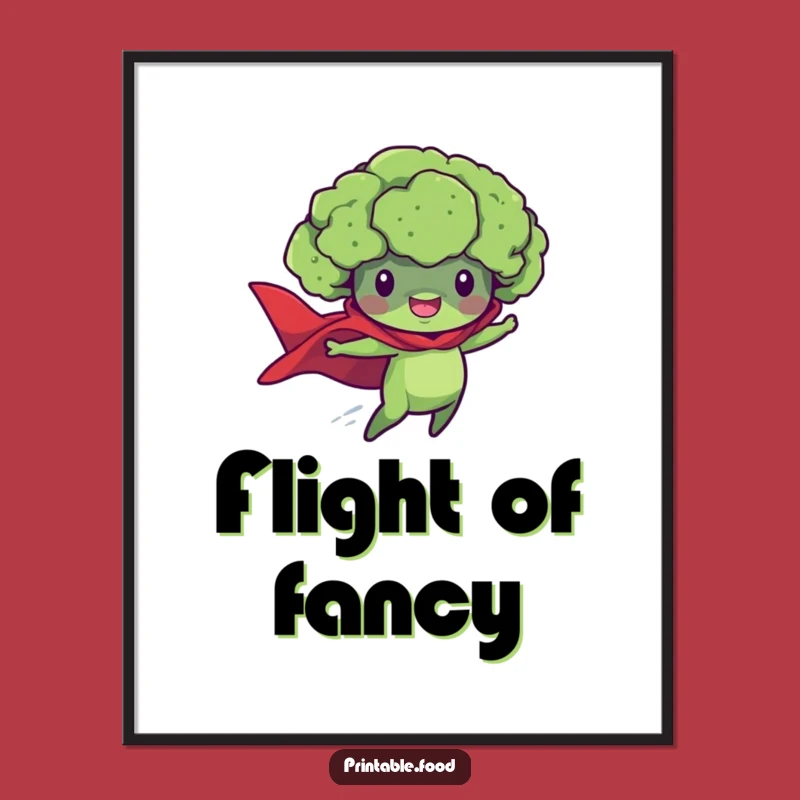 Funny Broccoli Superhero Digital Art - Hilarious Wall Decor