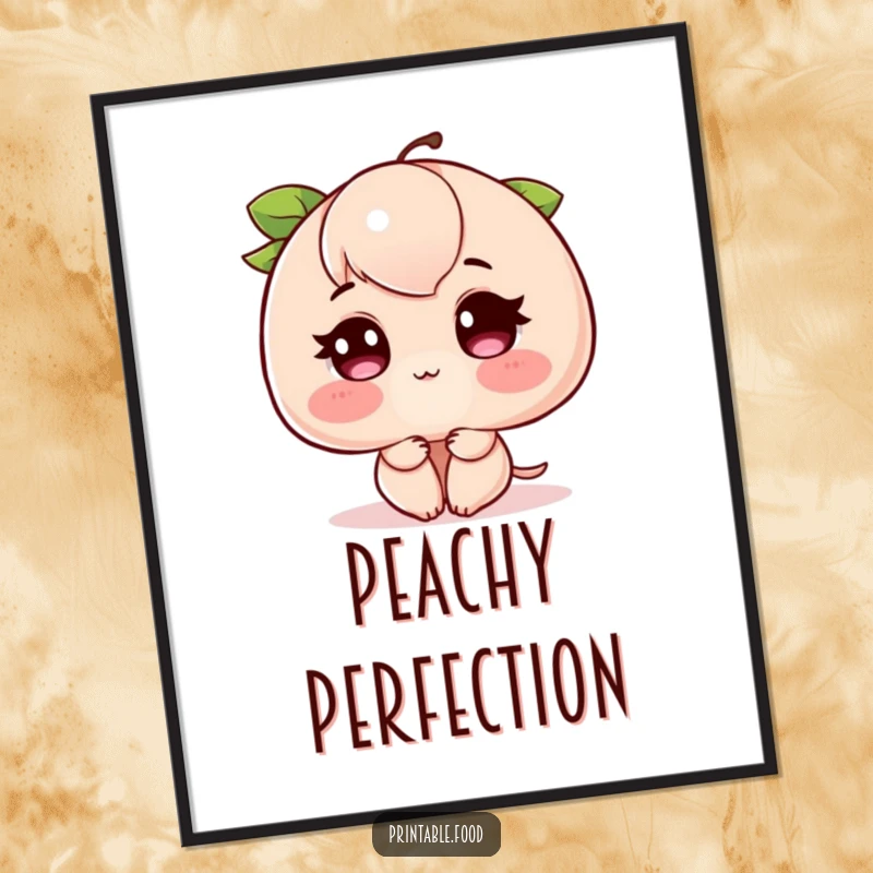Funny Blushing Peach Digital Art Print: A downloadable image of a peach blushing intensely, with rosy cheeks, radiating sweet charm.