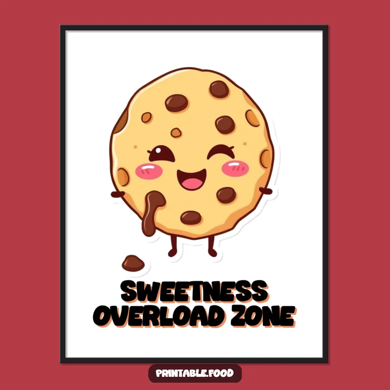 Funny Cookie Digital Art: Happy Character Melts Instantly, Humorous Decor Gift
