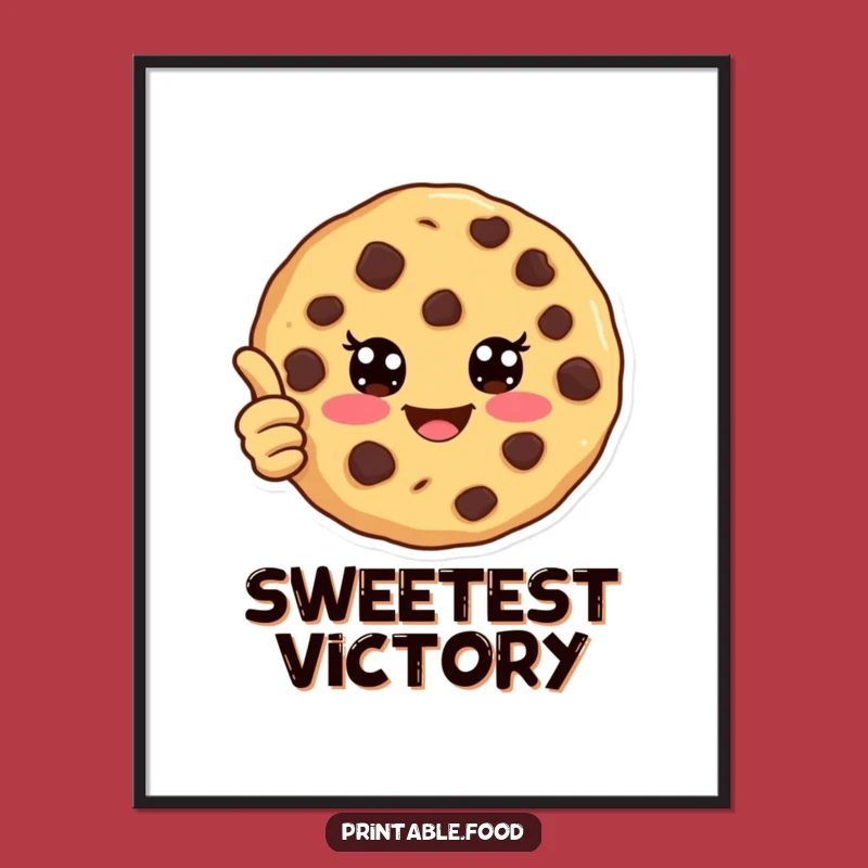 Funny Cookie Digital Art: Joyful Thumbs Up Instant Download