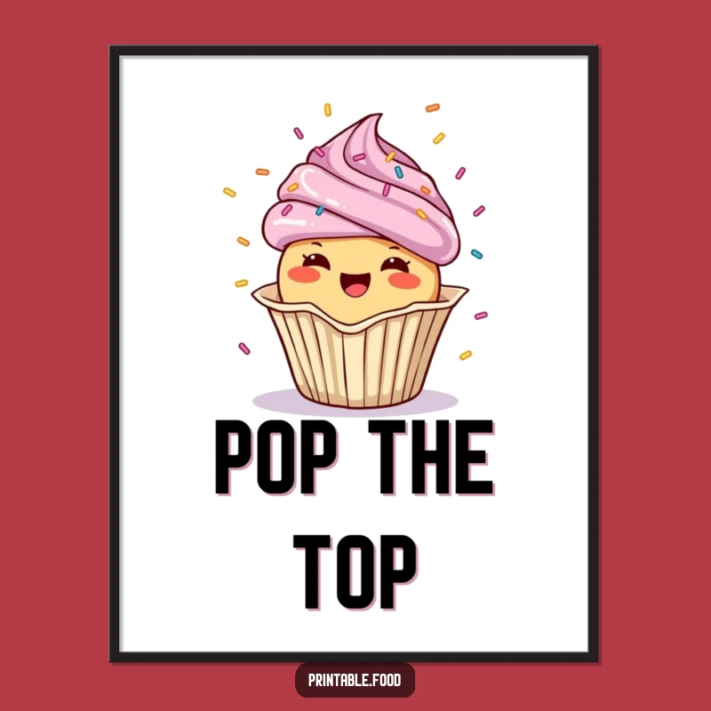 Funny Cupcake Art Print: Cheerful Confetti Shower, Digital Party Decor Gift