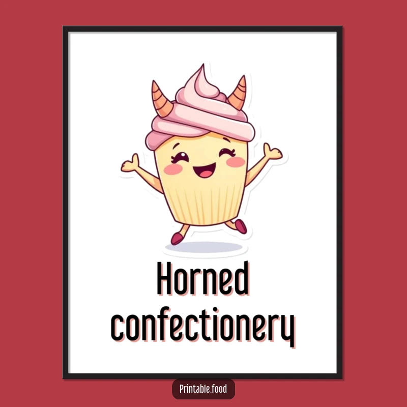 Funny Cupcake Horns Digital Print: Instant Hilarious Decor, Perfect Funny Gift for Walls!