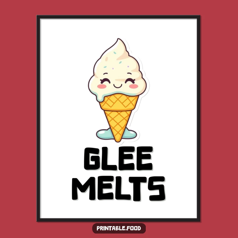 Decorate your digital space with a scoop of pure happiness! This art print features a melting ice cream cone character radiating glee, instantly adding smiles.