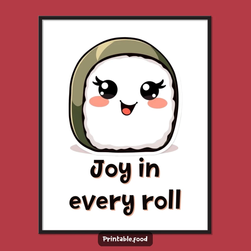 Funny Sushi Roll Digital Art: Instant Joyful Character for Your Walls