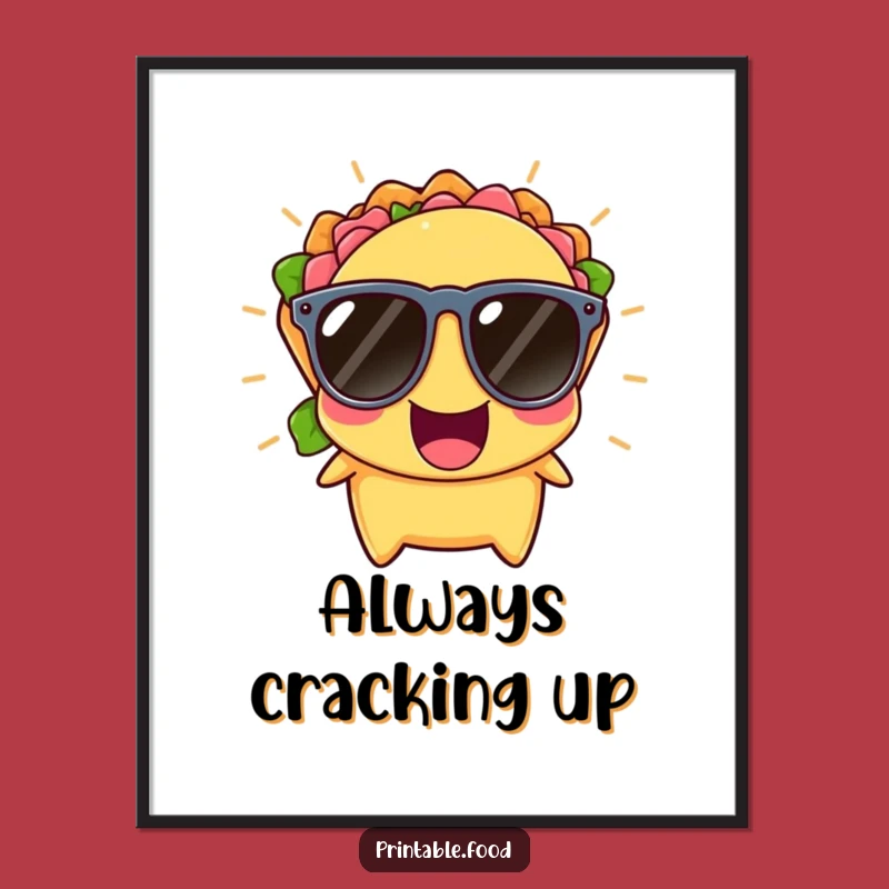 Funny Taco Sunglasses Digital Print: Instant Fiesta for Your Walls